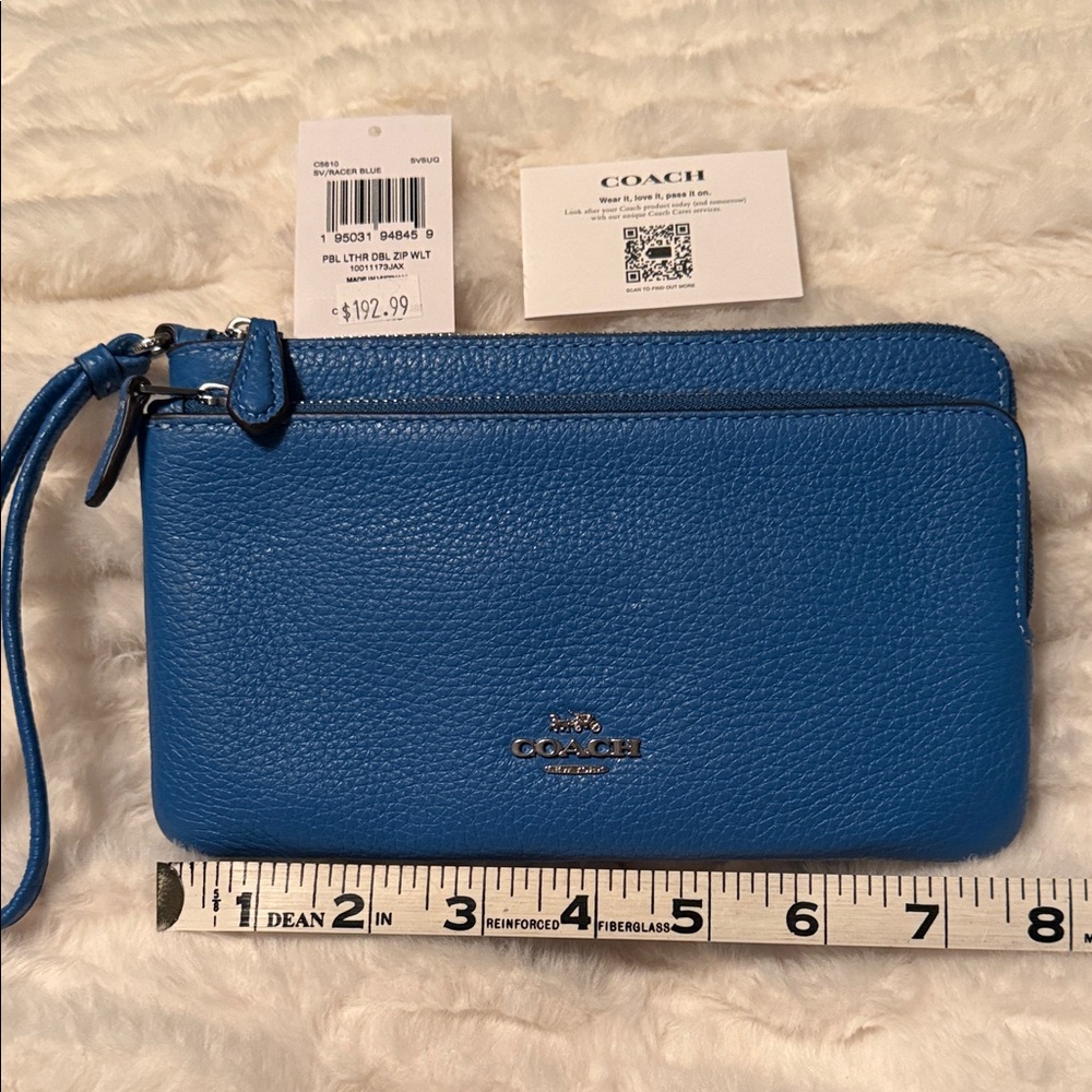 Coach Vibrant Blue Double-Zip Wristlet
